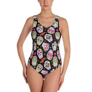 SUGAR SKULL Bikini, Swimsuit, Bathing Suit - Women&#39;s, Youth, Kids, Children, Stars, Summer, Swim, Club, Resort, Day of the Dead, Muertos
