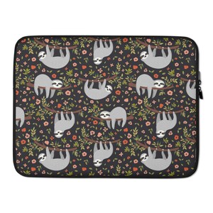 Sloth Print Laptop Sleeve, 13 pouces, 15 pouces, étui iPad, protection, housse, néoprène, MacBook Dell Chromebook Surface Apple Hanging, Animal image 2