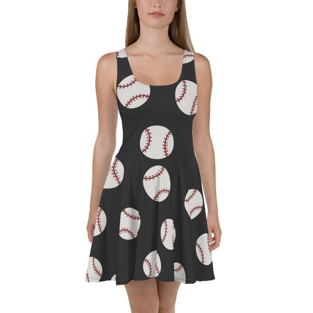 baseball bodycon dress Skater Dress, Sports Dress, Game Day Outfit, Athletic Aesthetic Dress, Sports Fan Skirt thigh length flared skirt