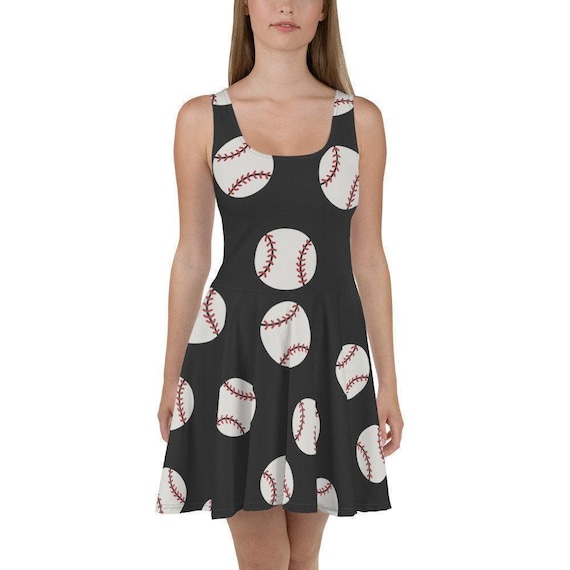 baseball bodycon dress Baseball Skater Dress, Sports Bodycon Dress, Game Day Outfit, Athletic Aesthetic Dress, Sports Fan Skirt
