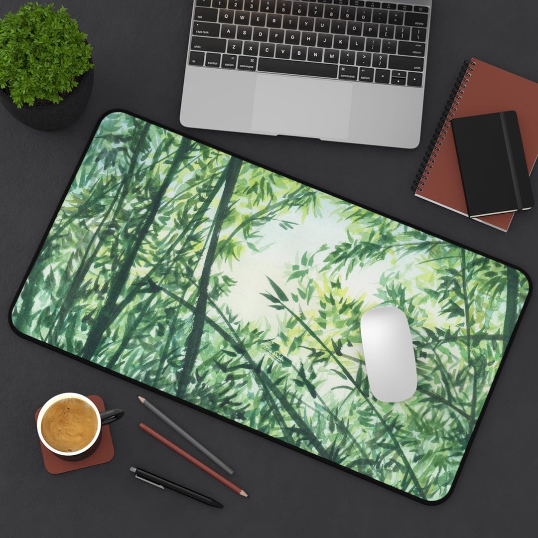 Bamboo Forest Desk Mat, Zen Nature Large Mouse Pad, Japandi Office Desk ...