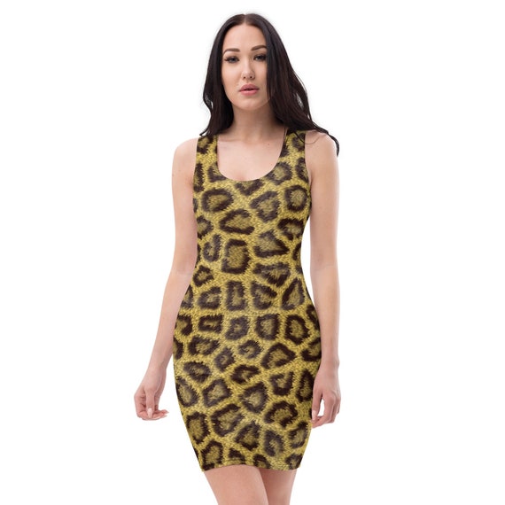 Modern Leopard Skater Dress, Retro Animal Print Print Fit and Flare Dress Skirt, Chic Sleeveless Animal Print Party Dress, Statement Dress