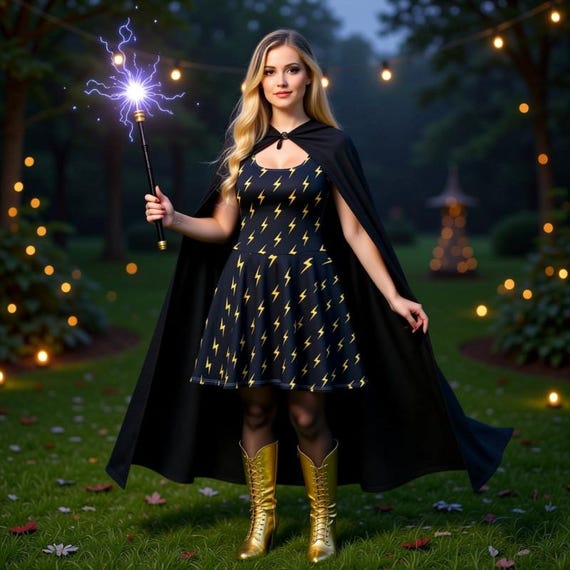 Lightning Bolt Skater Dress, Electric Thunder Fit and Flare Dress, Wizard, Storm Inspired Party Dress, Edgy Electric Date Night, Thunderbolt