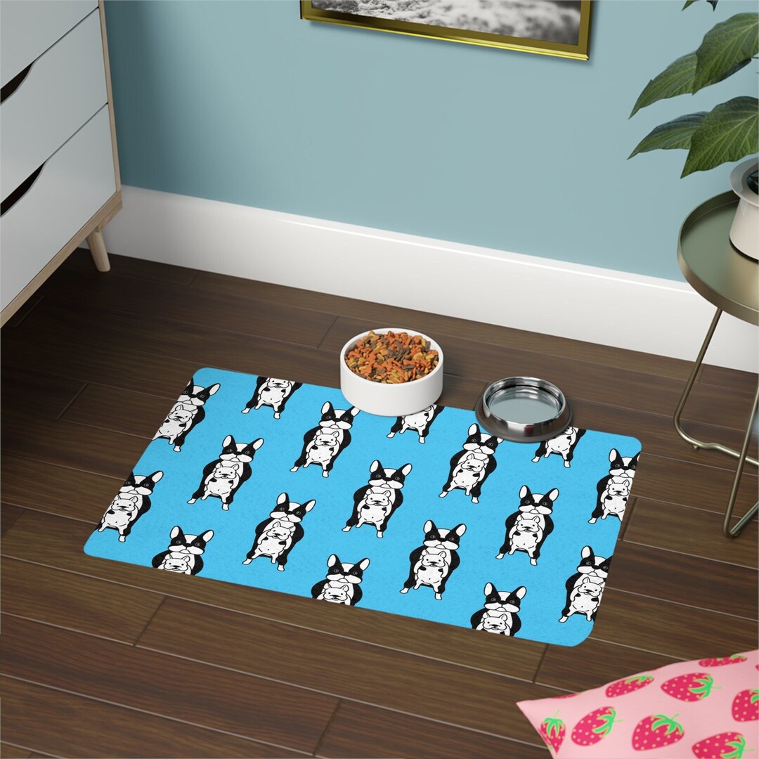 French Bulldog Pet Placemat 4 Shapes Pet Feeding Place Mat, Rubber