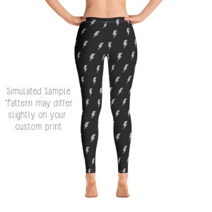 LIGHTNING Bolt Leggings, Capri, Plus, Kids, Shorts, Joggers, Witch, Wizard, Scar, Owl, Weather, Meteorologist, Letter, Bolts, Back and White imagen 5