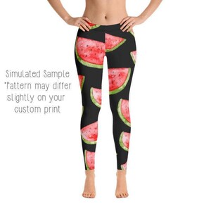 Watermelon Leggings, Juicy Fruit Yoga Pants, Summer Aesthetic, Bright Tropical Picnic Vibes, Sweet Retro Poolside Style, Chevron, Slices