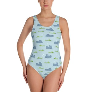 Hippos and Crocodile Print Bikini, swimsuit, Bathing Suit - Women&#39;s, Youth, Kids, Children Tanning, Sun, Ocean, Vacation, Cruise, Zoo, Anima