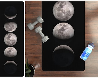 Moon Phases Yoga Mat, Celestial Space Planets Cosmic Night Sky Exercise Mat, Gift for Yogi, Fitness Gift Idea