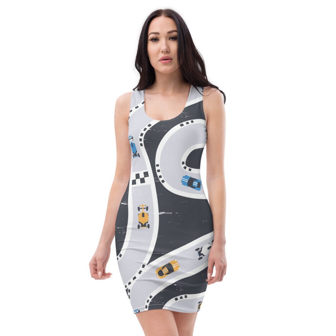 RACE TRACK Skater Dress, Bodycon Fitted Dress, Skater Skirt - Women ...