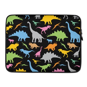 Dinosaurs Laptop Sleeve, 13 inch, 15 inch, Case, Protective, Cover, PC, Apple, Jurassic, Paleontology, Extinct, Rawr, Fossils Skeleton Bones image 2