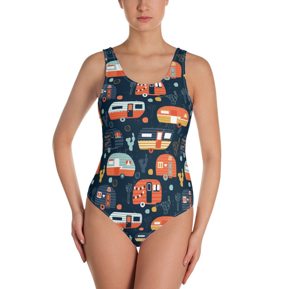 Discover Camper Pattern Bikini, swimsuit, Bathing Suit - Women's, Youth, Kids, Children Tanning, Sun, Ocean, Vacation, Cruise, Flowers, skoolie