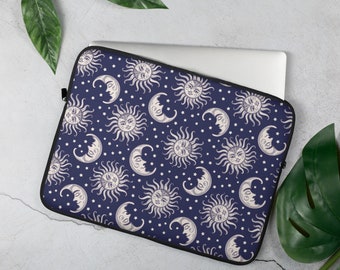 Sun, Moon & Star Laptop Sleeve, 13 inch, 15 inch, iPad, Case, Protective, Cover, Neoprene, Macbook, Dell, Chromebook, Surface, Apple, Space