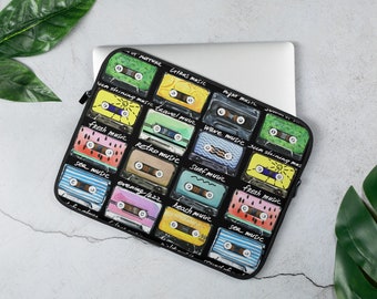 Mixed Tape / Cassette Tapes Laptop Sleeve, 13 pouces, 15 pouces, iPad, Étui, , Couverture, Macbook, Dell, Surface, PC, Apple, Musique, Boombox, Radio