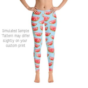 Watermelon Leggings, Juicy Fruit Yoga Pants, Summer Aesthetic, Bright Tropical Picnic Vibes, Sweet Retro Poolside Style, Chevron, Slices
