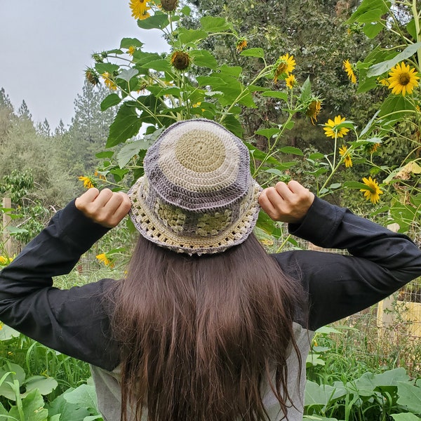 Sage Granny Square Bucket Hat