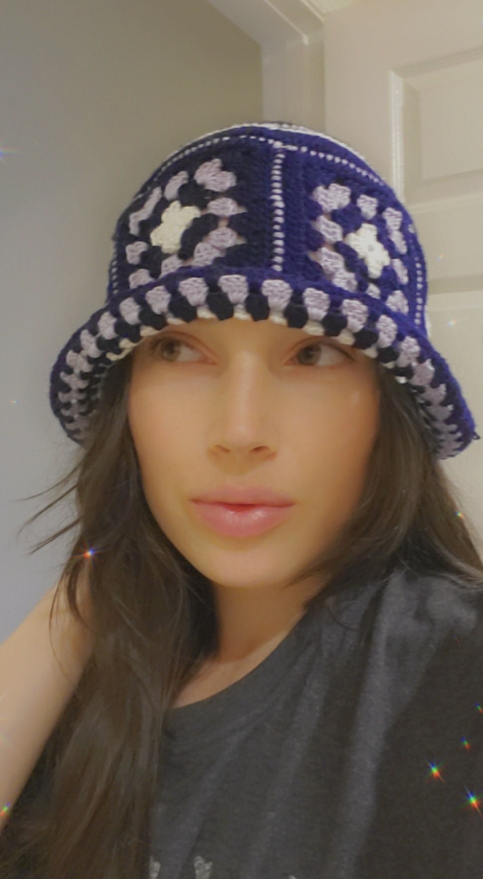 Lavender Granny Square Crochet Bucket Hat (PDF Pattern  display picture 3