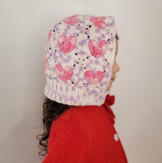 Handmade Crochet Balaclava Granny Square Bonnet Lilac Beige OS The ULTIMATE Crochet Granny Square Balaclava - FREE Pattern  main image 4