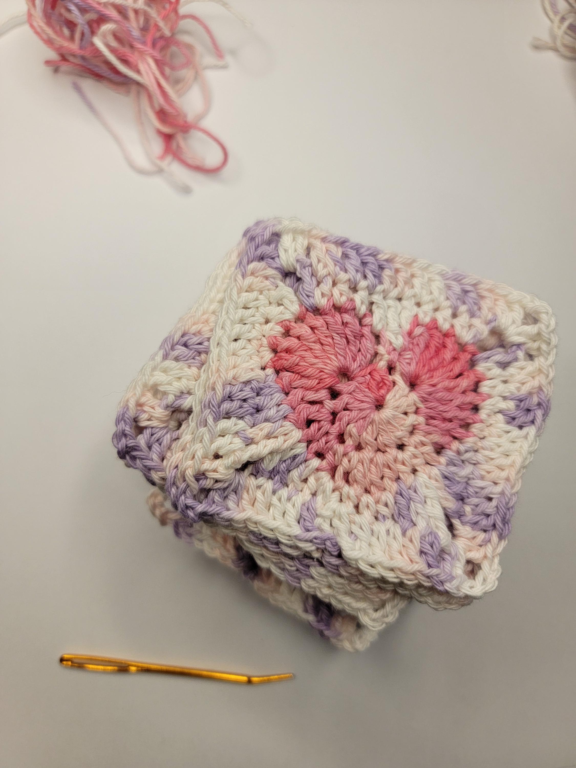 Pink Purple Granny Square Crochet Balaclava: Retro Style  display picture 2