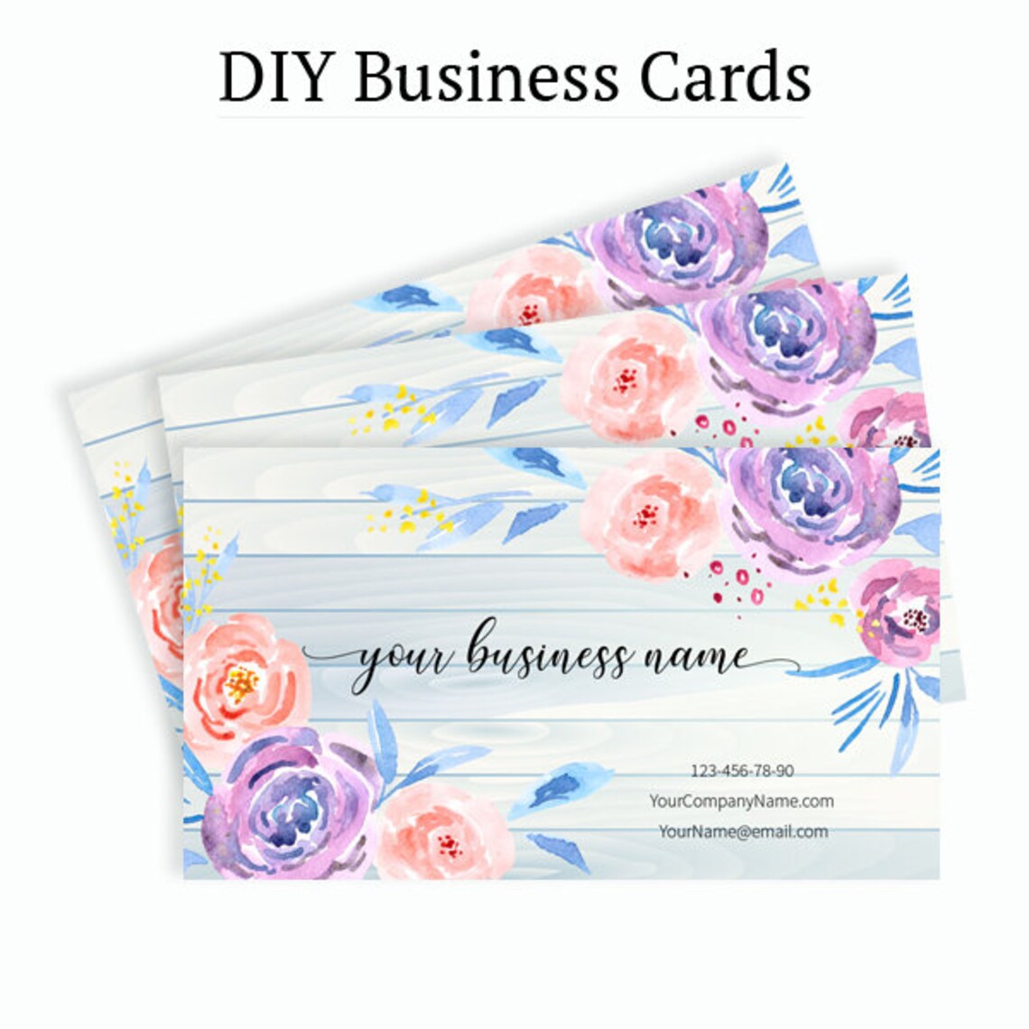 Floral Business Card Design Business Card Template Flowers Etsy