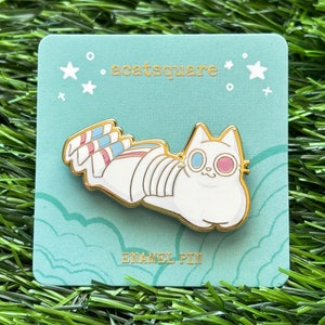 Zahnpasta White Kitty Paint Hard Enamel Pin | Kawaii Katze Anstecknadel | Niedliches Briefpapier Rucksack Tasche Dekor