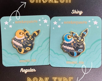 Umbreon Macaron Hard Enamel Pins | Kawaii Shiny Eeveelution Lapel Pin | Cute Monster and Dessert Pin | Dark Type Monster