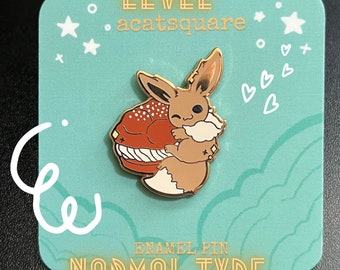 Eevee Cream Puff Hard Enamel Pins | Kawaii Eeveelution Lapel Pin | Cute Monster and Dessert Pin | Normal Type Monster