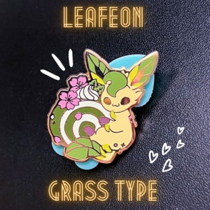 Leafeon Matcha Green Tea Roll Cake Hard Enamel Pins | Kawaii Eeveelution Lapel Pin | Cute Monster and Dessert Pin | Grass Type Monster