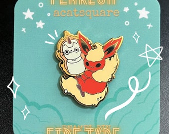 Flareon Marshmallow Hard Enamel Pins | Kawaii Eeveelution Lapel Pin | Cute Monster and Dessert Pin | Fire Type Monster