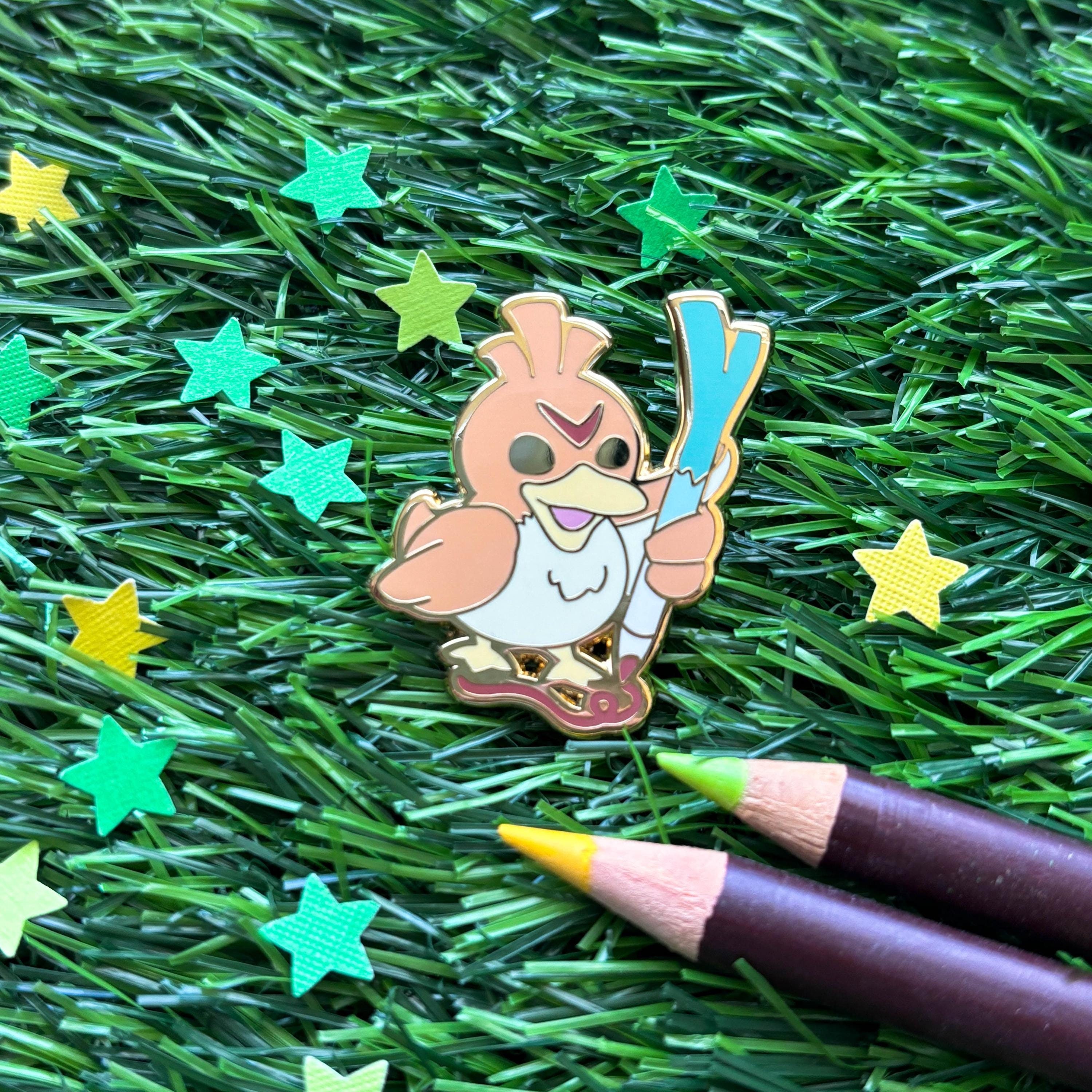 Farfetch'd Green Onion Ball Pen Hard Enamel Pin | Kawaii Artist Lapel Pin |  Cute Monster Art Pin - Etsy, image size:3000x3000