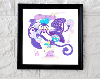 Stampa artistica di lampadario Litwick Lampent / Illustrazione anime / Decorazione per camera da letto, soggiorno, studio e ufficio / Decorazione artistica kawaii carina