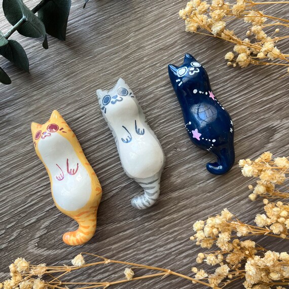 Cat Brush Pen Holder Kitty Chopstick Holder Handmade Brush Etsy