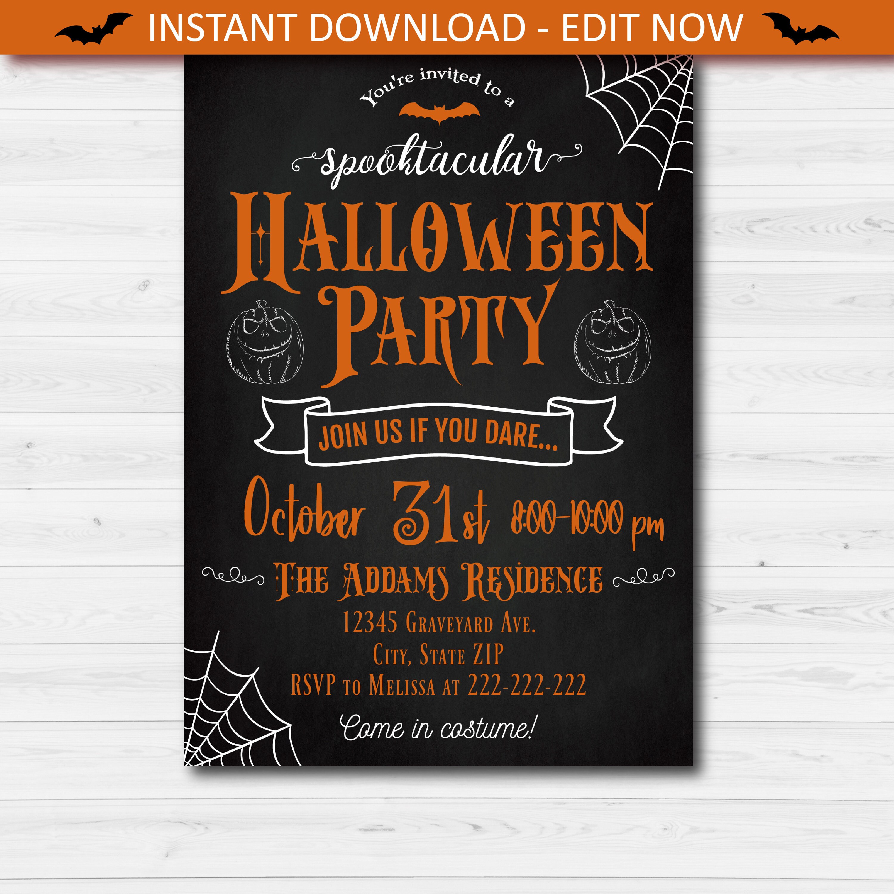 Spooky Halloween Party Invitation Halloween Party Invitation Etsy