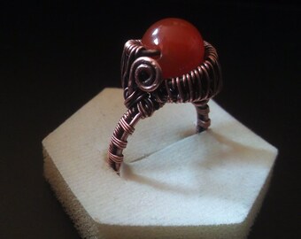 Made with carnelian bead beaded ring