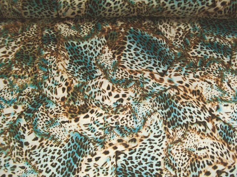 Georgette 467269 Leoprint in natural brown turquoise image 1