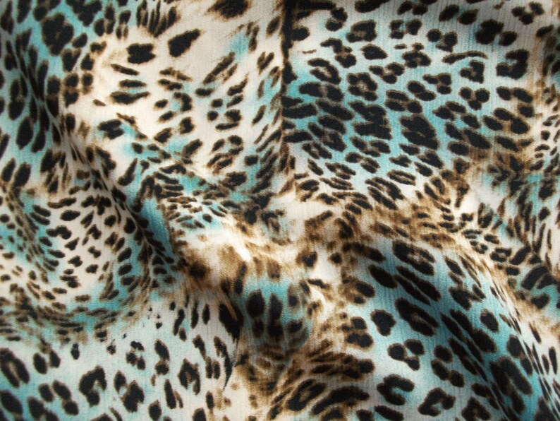 Georgette 467269 Leoprint in natural brown turquoise image 2