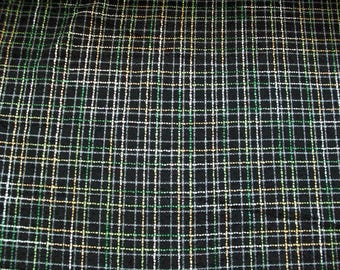 Bouclé fabric checked 473301 in black-white-natural-green