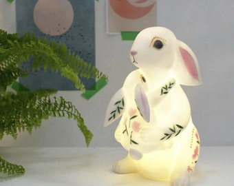 Rabbit and baby night light, house of disaster rabbit lamp, nursery lamp, child’s light