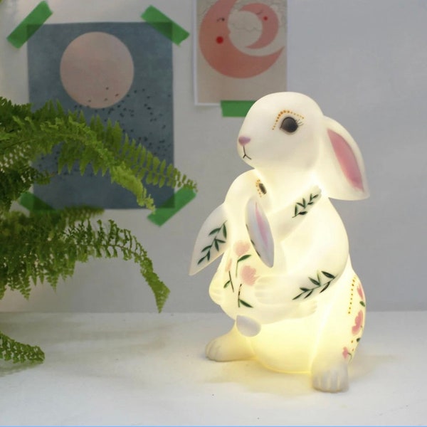 Veilleuse lapin et bébé, lampe lapin de la maison du désastre, lampe de chambre de bébé, lampe d'enfant