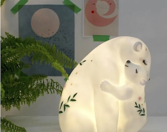 Polar bear night light, polar bear and baby lamp