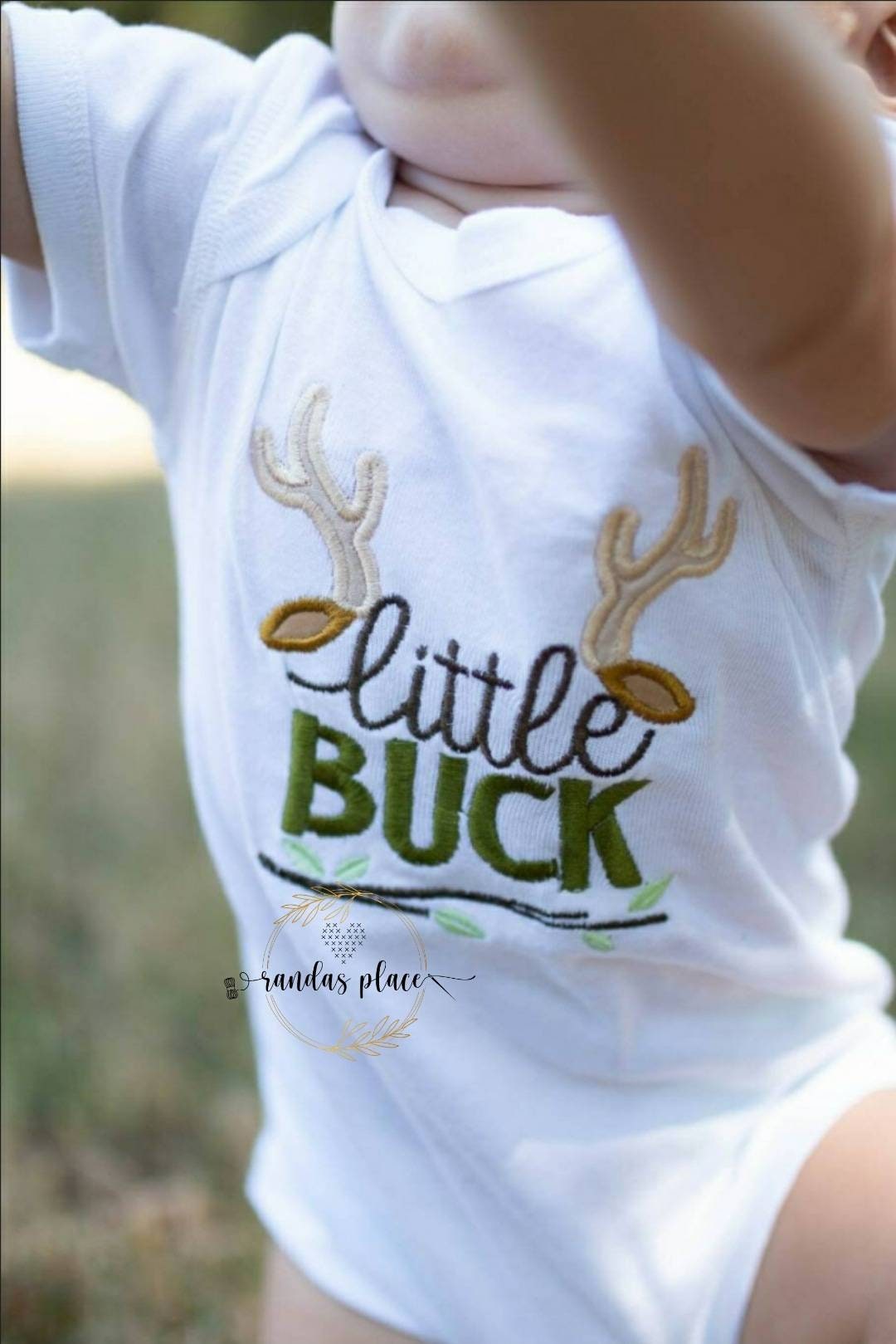 Little Buck Embroidered Baby Bodysuit/baby Boy Hunting Outfit/deer Buck