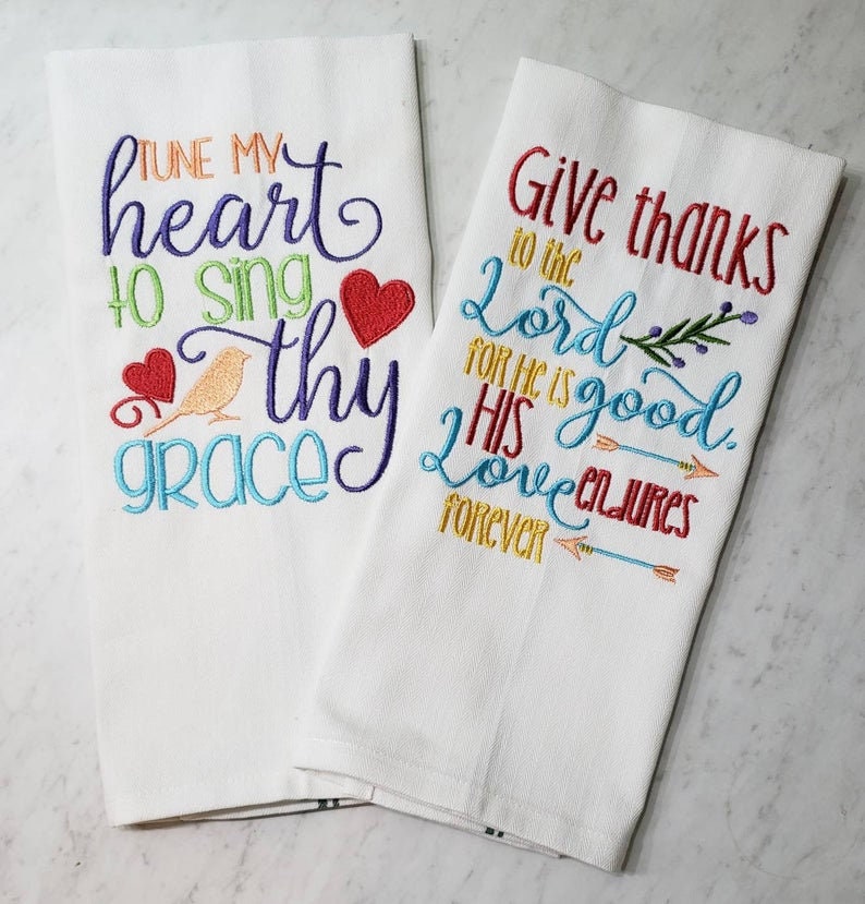 Embroidered Biblical Towel/kitchen Towel With Bible Etsy