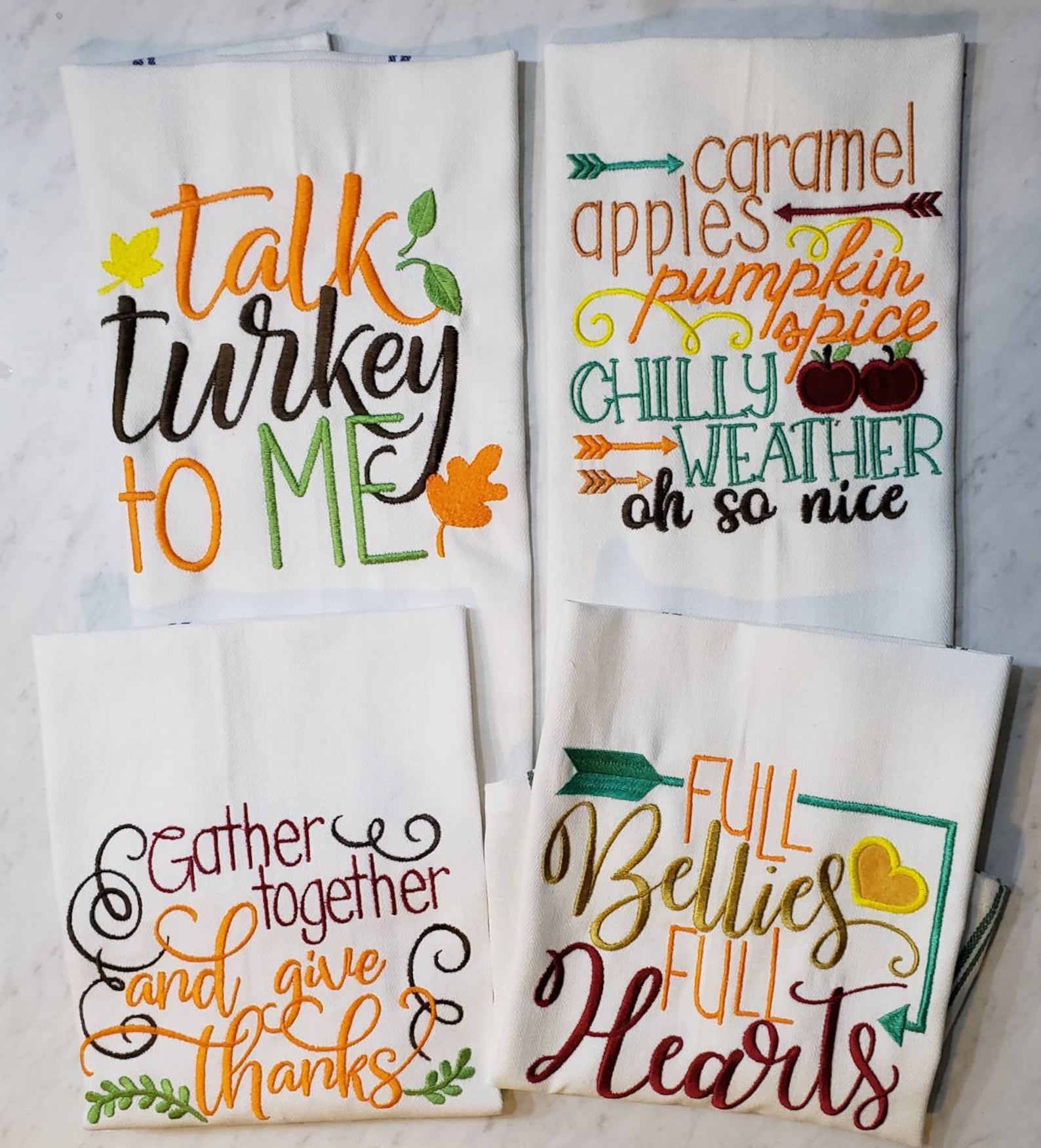 Embroidered fall kitchen towels/thanksgiving sayings towel Etsy
