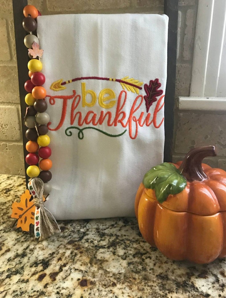 Bordado toallas de cocina otoño / refrán de acción de gracias | Etsy