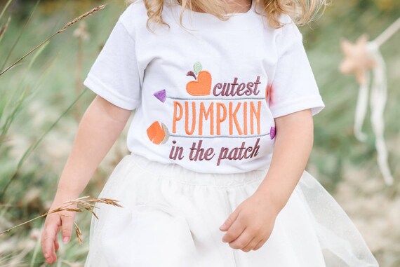 Personalized Pumpkin Shirt Embroidered Shirt Pumpkin Patch Thanksgiving Shirt Girls Fall Shirt Kids Fall Shirt Toddler Fall Shirt Kleding Meisjeskleding Tops & T-shirts T-shirts 