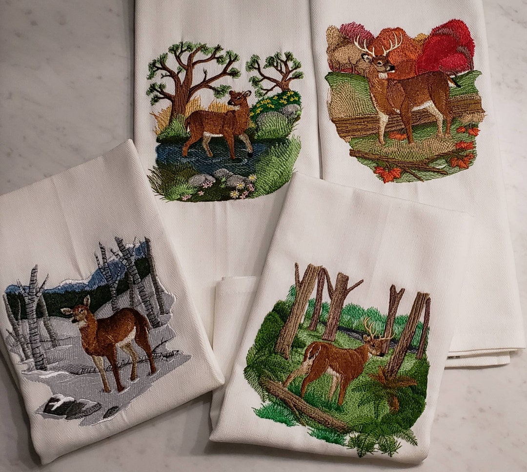 Embroidered Deer Towels/deer Hunter House Decor/spring Summer Fall