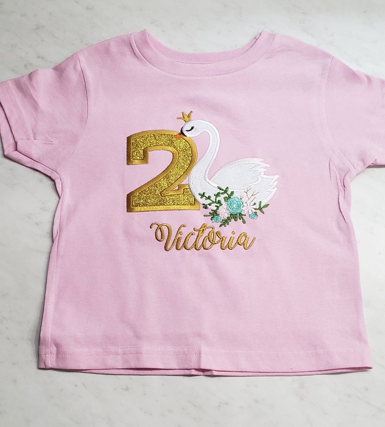 Swan birthday shirtprincess birthday party teeswan partypink and glitter gold1st birthday outfitgirl birthday shirtbaby bodysuit