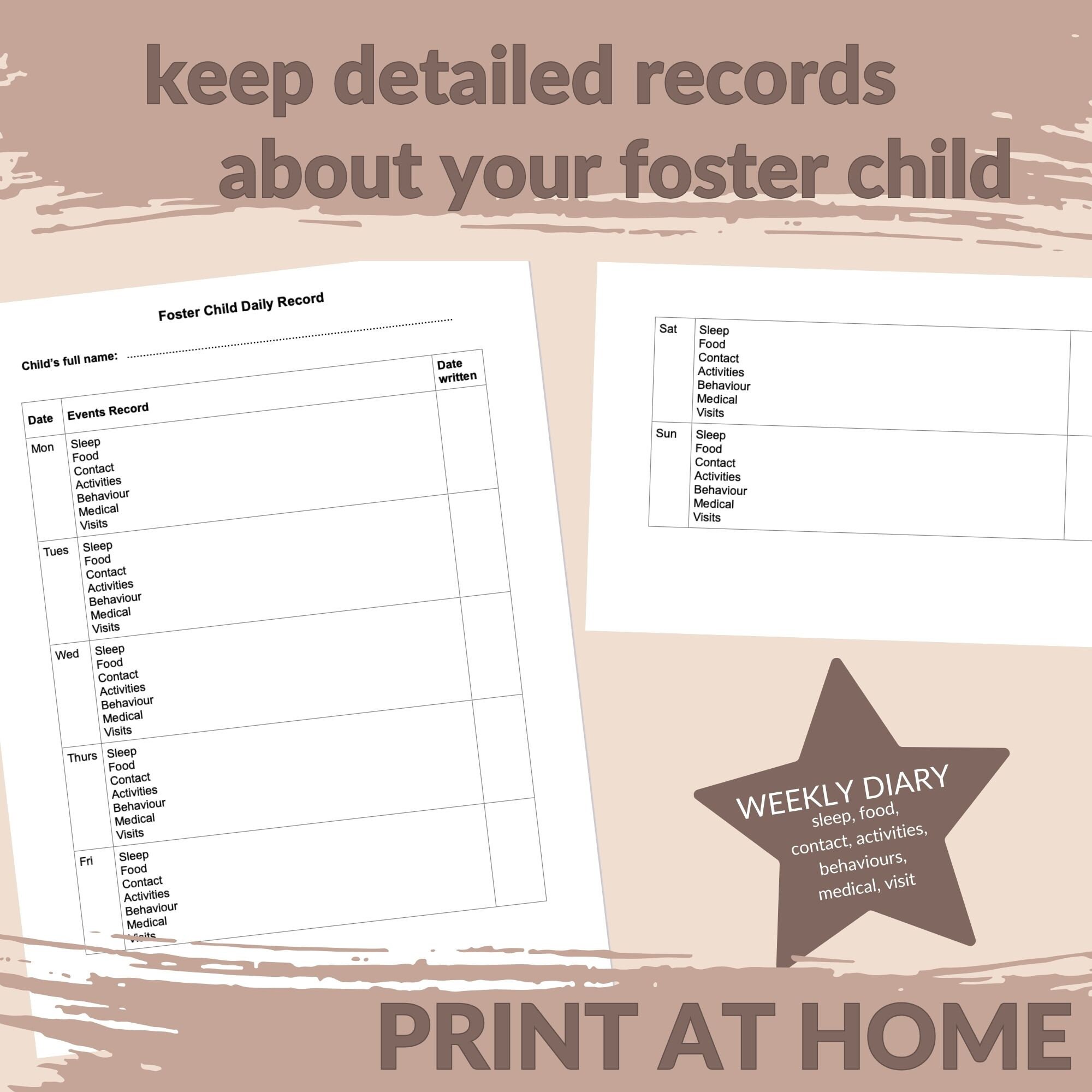 Foster Care Daily Diary Template Foster Carer Daily Journal Log Printable Editable INSTANT DOWNLOAD - Etsy foster-care-daily-diary-template-foster-carer-daily-journal-log-printable-editable-instant-download-etsy