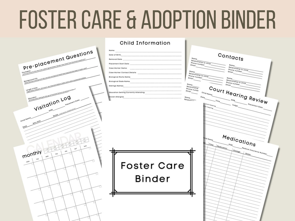 Foster Care Adoption Organization Binder Life Book Foster - Etsy UK