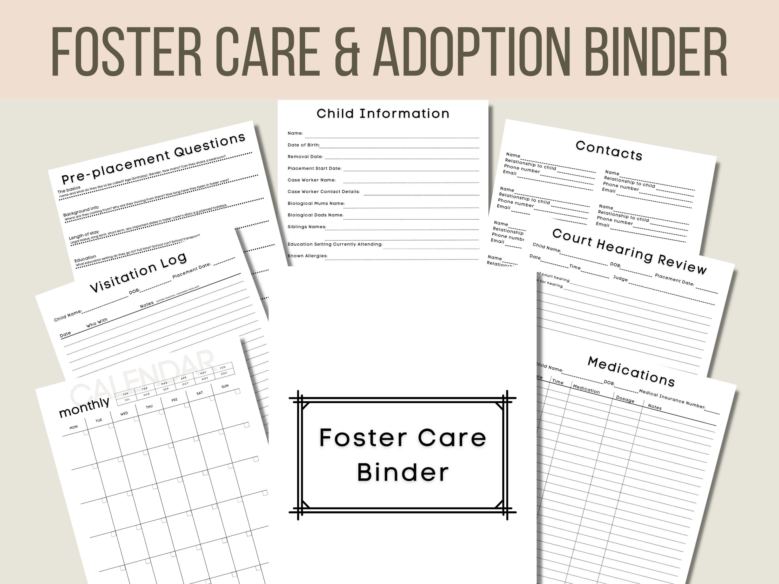 Foster Care Adoption Organization Binder Life Book Foster - Etsy UK