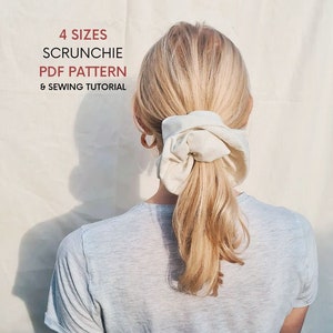 4 Sizes of Scrunchie | PDF Sewing Pattern & Tutorial | Instant Digital Download | Fun Quick Hairband | Easy Beginner Project | S, M, L, XL